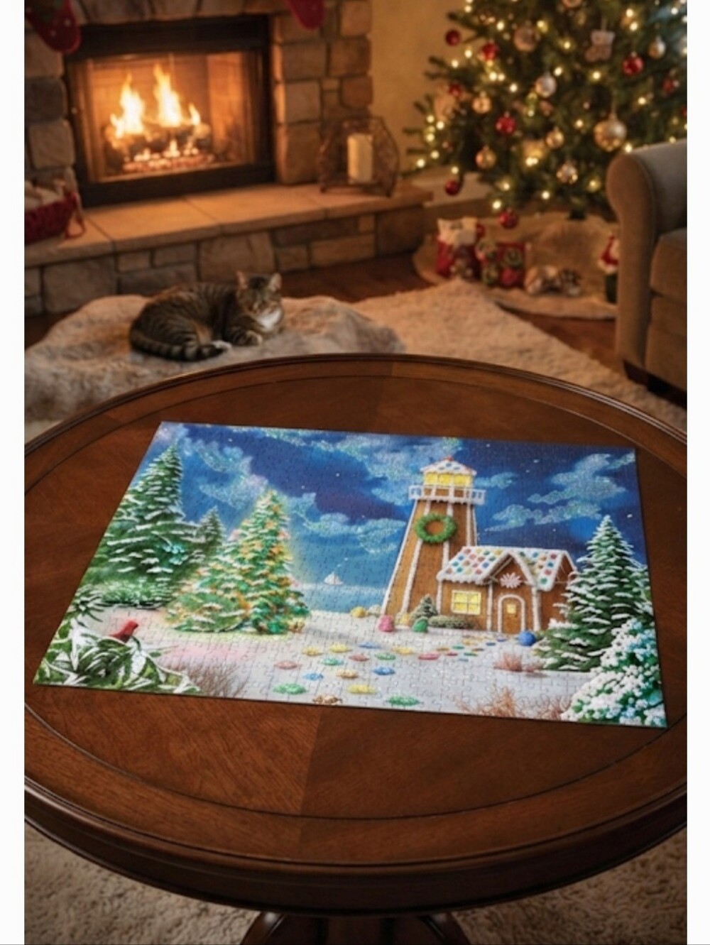Gingerbread lighthouse puzzle Christmas Jigsaw 500 pc